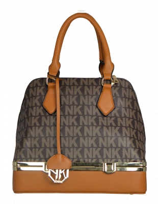 NK Printed Faux Leather Handbag K80719 38714 Brown/Brown